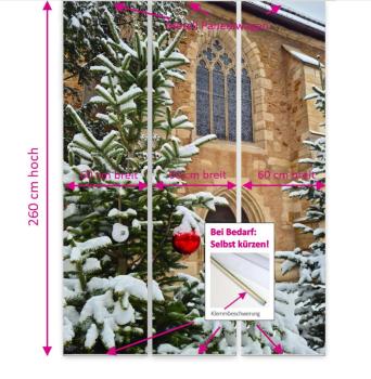 Flächenvorhang Weihnachten in der Kirche 3er Set, Schiebegardine, Schiebegardinen, blickdicht, Flächenvorhang blickdicht, Schiebevorhang,